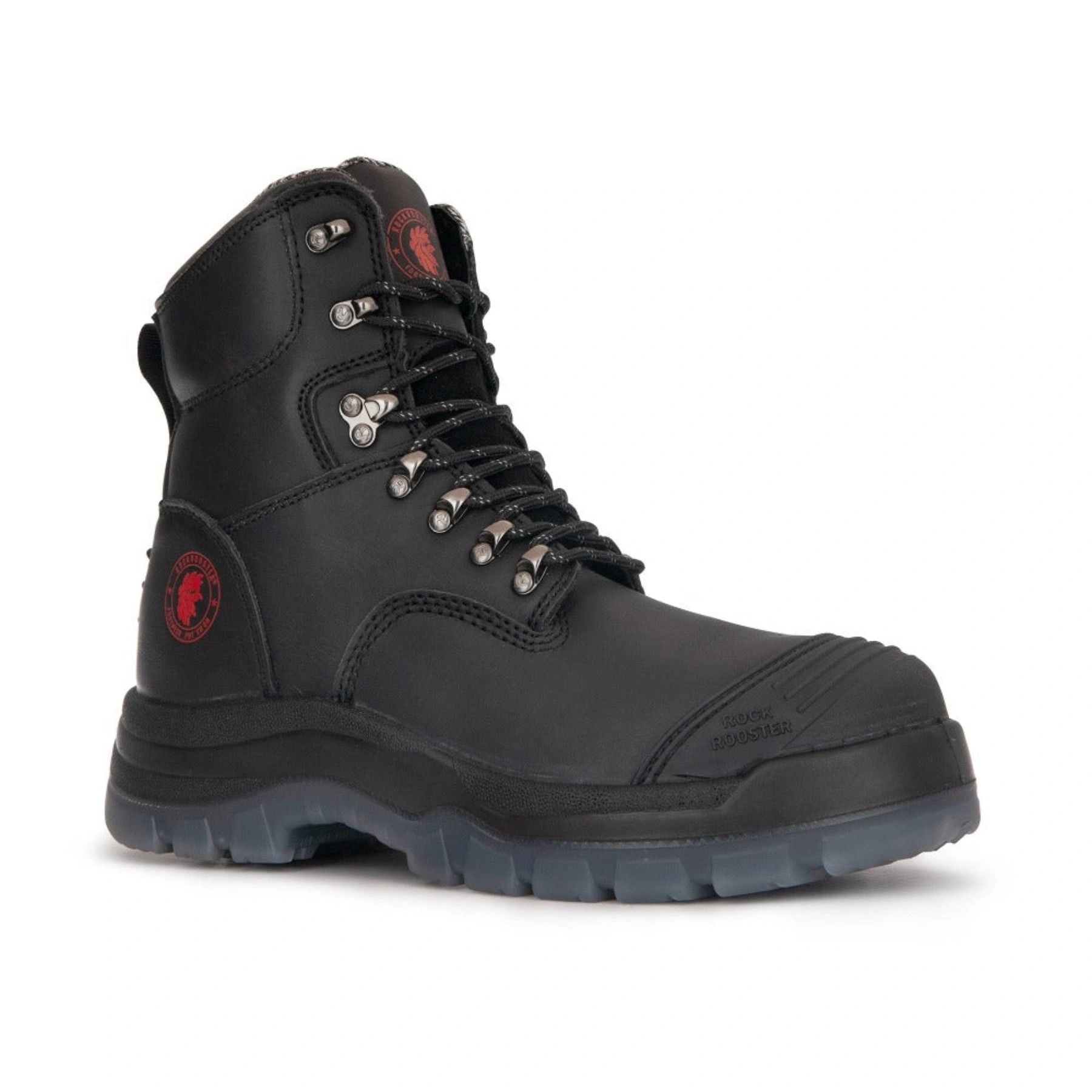 ROCKROOSTER Kensington: Bottes de travail en cuir noires, zippées, embout acier, 7 pouces! Confort et sécurité!